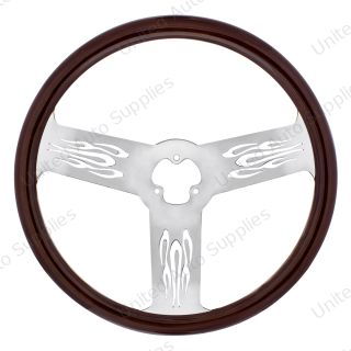 18" Wood Steering Wheel - Firestorm