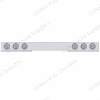 Stainless 1 Piece Rear Light Bar With Six 7 LED 4" Reflector Lights & Visors - Red LED/Clear Lens