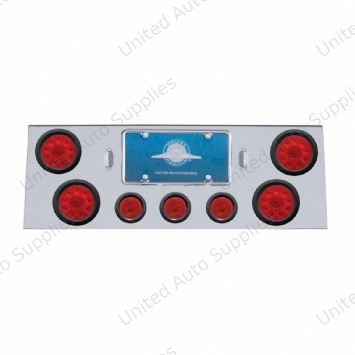 SS Rear Center Panel With 4X 10 LED 4" Lights & 3X 13 LED 2.5" Lights -Red LED & Lens