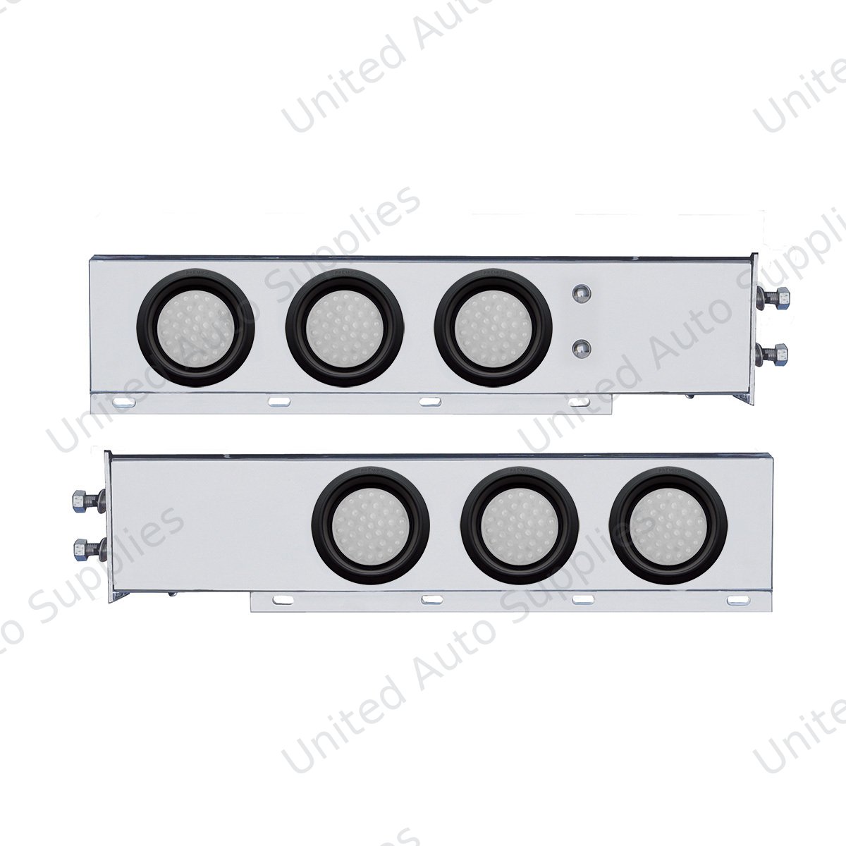 2" Bolt Pattern SS Spring Loaded Bar With 6X 36 LED 4" Lights -Red LED/Clear Lens (Pair)