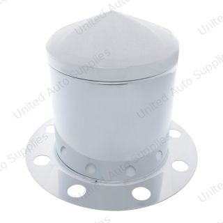 Chrome Pointed Rear Axle Cover 3PC Kit For 33mm Nut Cover - Steel/Aluminum Wheel (8 Hole)