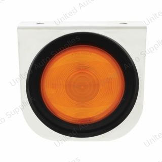 Stainless Light Bracket With 4" Light & Grommet - Amber Lens