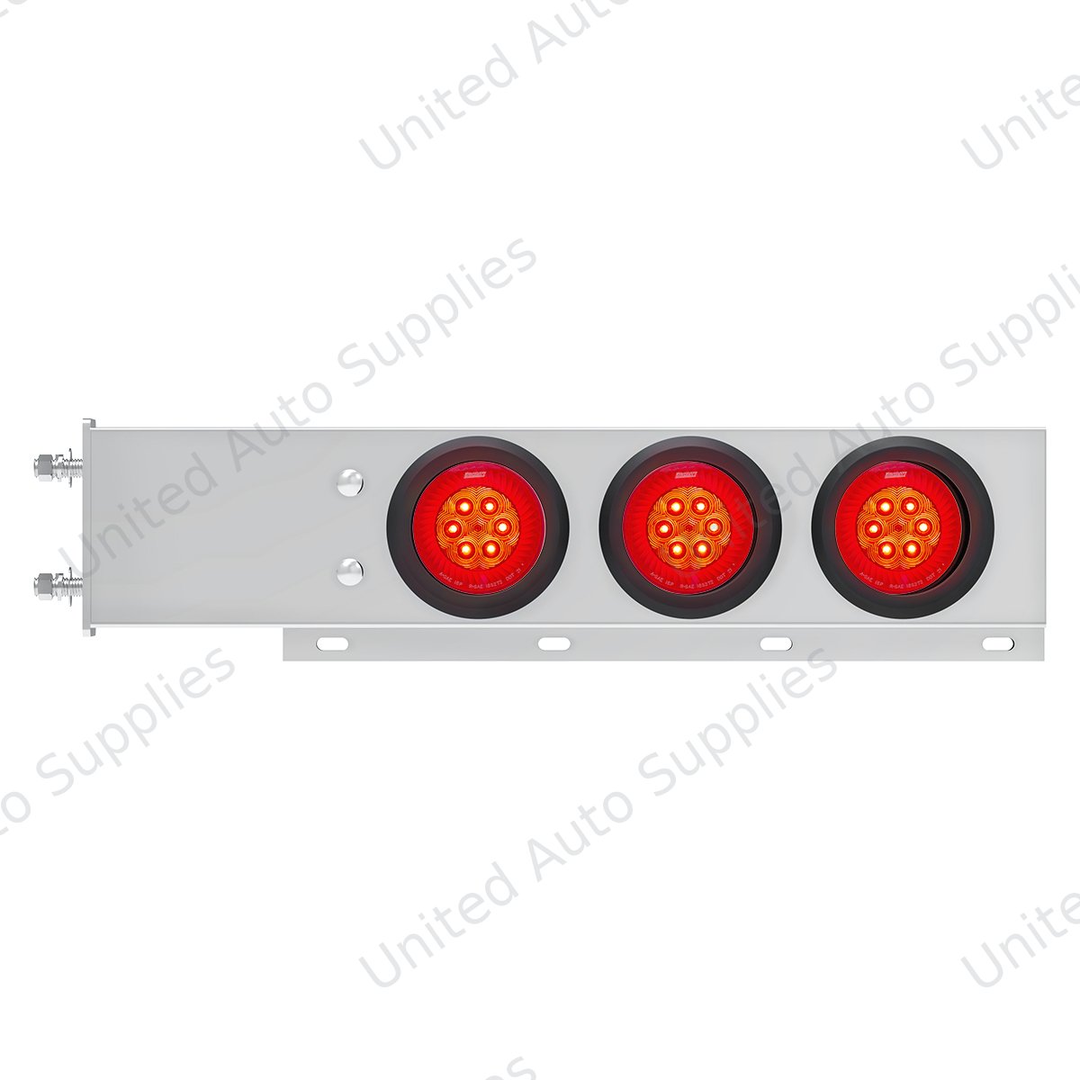 3-3/4" Bolt Pattern SS Spring Loaded Bar With 6X 4" 16 LED Turbine Lights - Red LED/Red Lens (Pair)