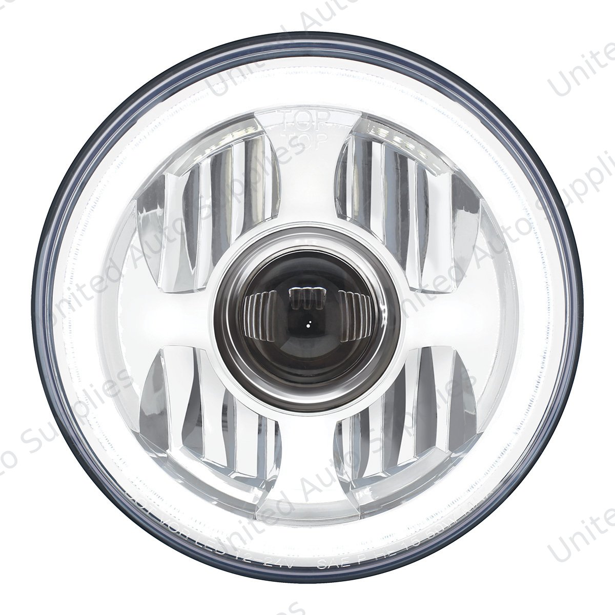 ULTRALIT - High Power LED 7" Projection Headlight With Dual Color LED Position Halo Ring