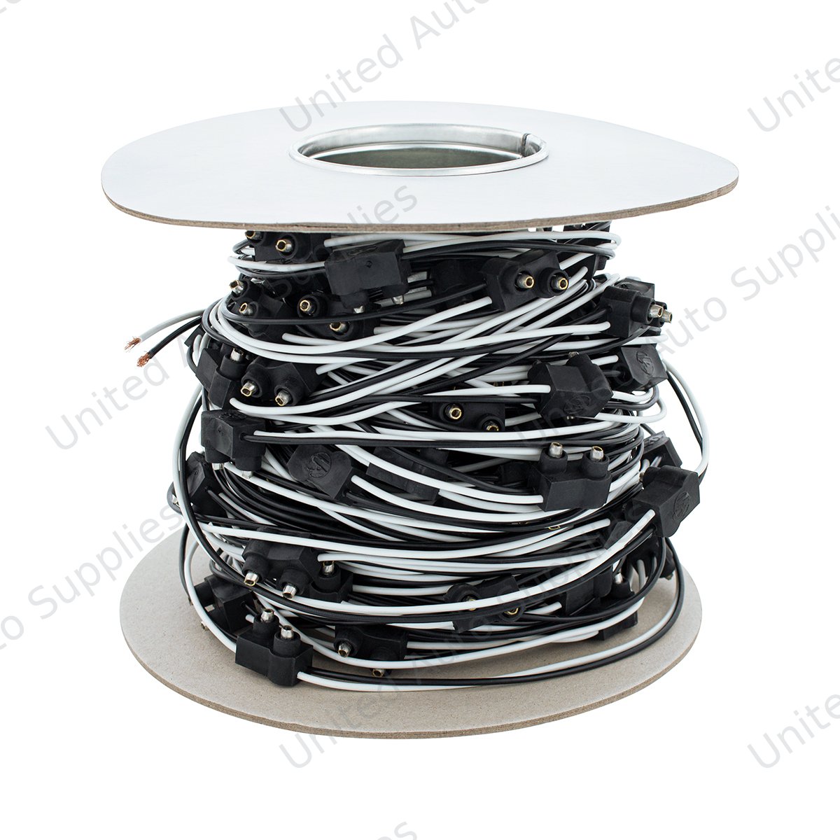 100 Count 2-Prong Male Bullet Plugs 16G Wire Harness Roll - 100' W/12" Lead Between Plugs