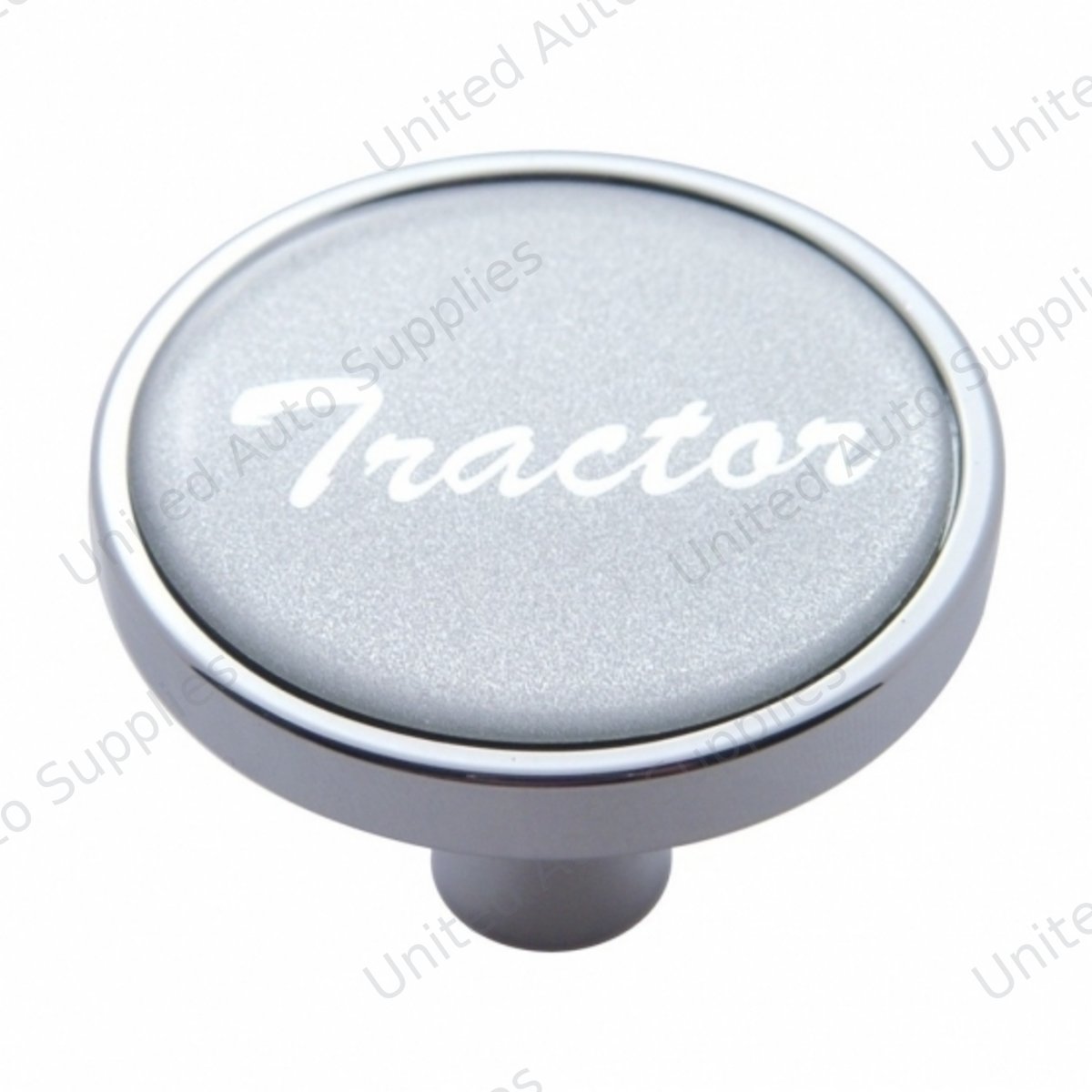 "Tractor" Short Air Valve Knob - Silver Glossy Sticker