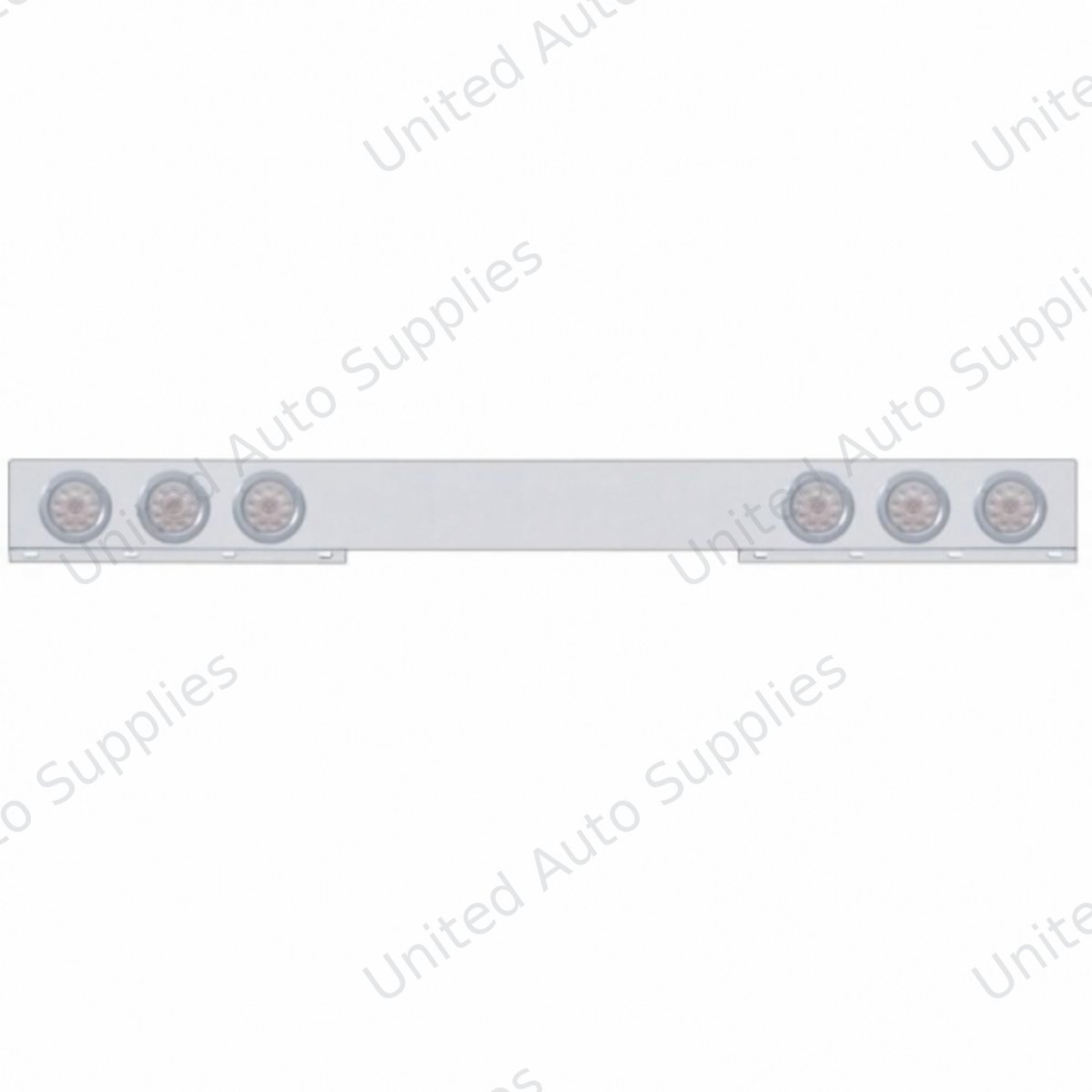 Stainless 1 Piece Rear Light Bar With 6X 10 LED 4" Lights & Bezels - Red LED/Clear Lens