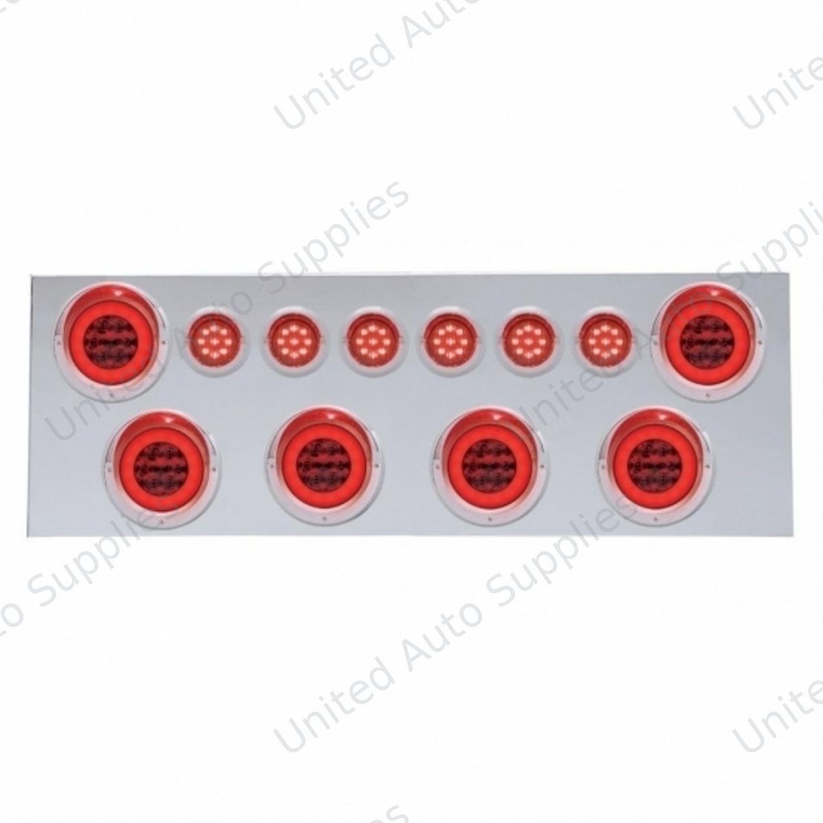 SS Rear Center Panel With 6X 21 LED 4" GloLight & 6X 9 LED 2" GloLight & Visor-Red LED & Lens