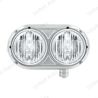 Headlight Assembly With Crystal Halogen Bulbs & 304 SS Housing For Peterbilt 359 - Passenger