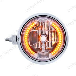 Chrome Guide 682-C Style Headlight Assembly W/Crystal Lens & 34 LEDs Position Light - L/H (Horizontal Mount)