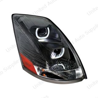 Blackout Projection Headlight With White LED Light Bar For 2003-2017 Volvo VN/VNL - Passenger