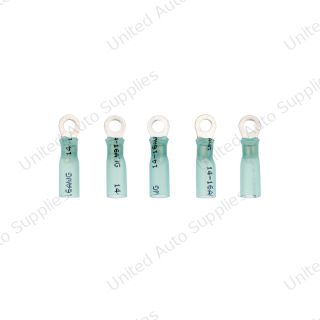 16-14 AWG #8 Stud CS Heat Shrink Ring Terminal - Blue (5-Pack)