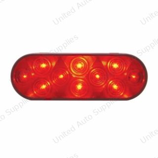 10 LED 6" Oval Light (Stop, Turn & Tail) - Red LED/Red Lens (Bulk)