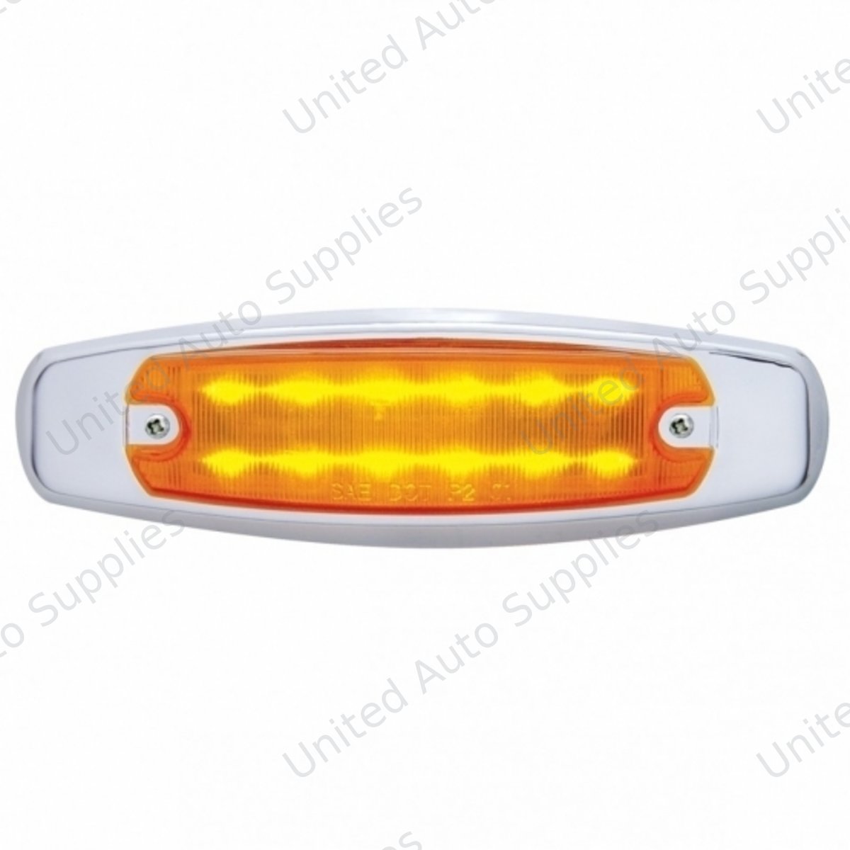 12 LED Rectangular Light (Clearance/Marker) With Chrome Bezel - Amber LED/Amber Lens