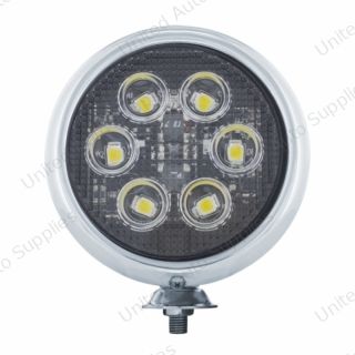 6 High Power LED 5" Round Work Light With Chrome Housing