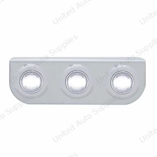 Stainless Light Bracket With 3X 3 LED 3/4" Mini Lights - White LED/Clear Lens