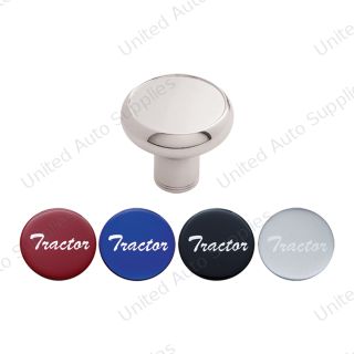Deluxe Aluminum Screw-On Air Valve Knob With Multi-Color Glossy Tractor Sticker - Chrome