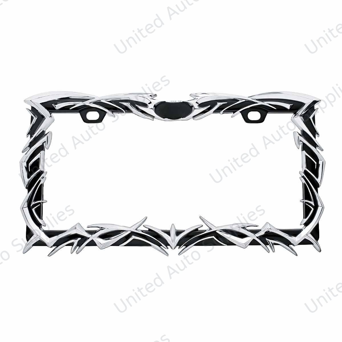 Tribal Flame License Plate Frame - Chrome