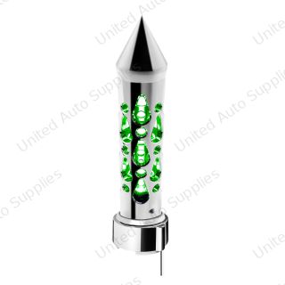 Brooklyn Spike Gearshift Knob With LED 9/10 Speed Adapter - Chrome/Green LED