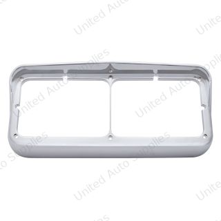 Chrome Plastic Rectangular Dual 4" X 6" Headlight Bezel With Visor