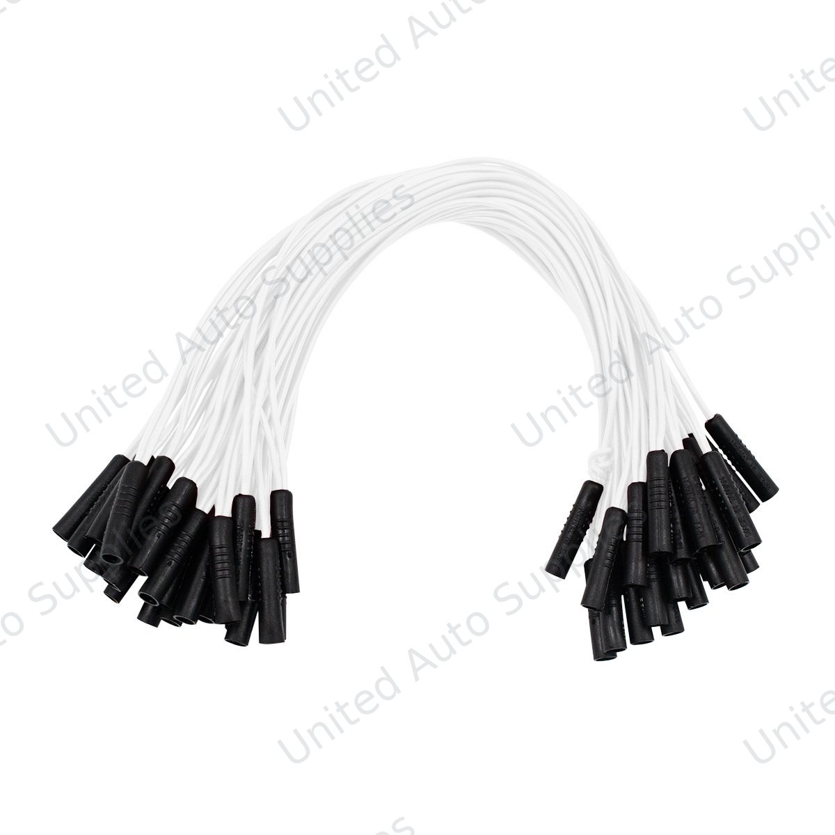 0.180" Female Plug White Wire Harness With 50 Plugs-12" Lead (Bulk)