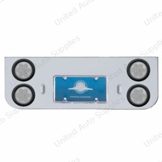 Chrome Rear Center Panel With Four 7 LED 4" Reflector Lights & Grommets - Red LED/Clear Lens