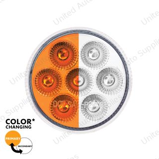 Double Fury 7 LED 2" Round Clearance/Marker Light-Amber & White LED/Clear Lens
