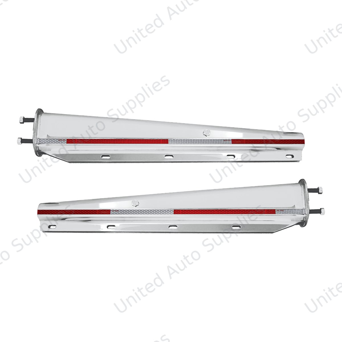 30" Chrome Heavy Duty Mud Flap Hangers With Reflector - 2.5" Bolt Pattern (Pair)