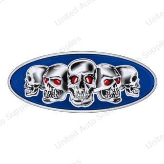 Chrome Die Cast Skull Emblem - Blue