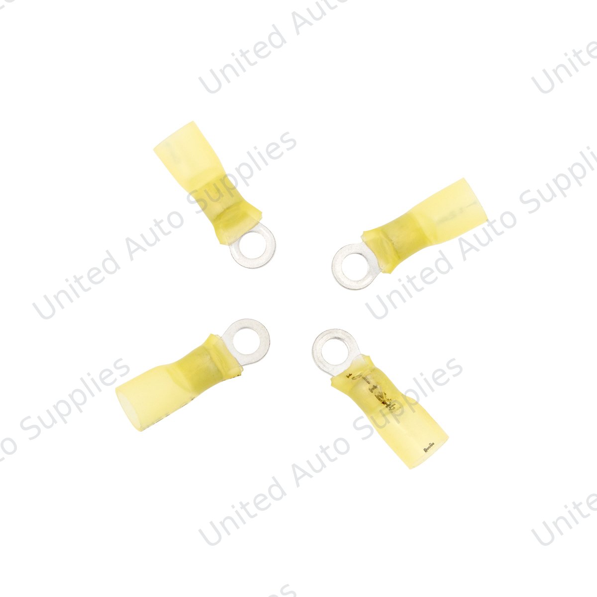 12-10 AWG #10 Stud CS Heat Shrink Ring Terminal - Yellow (4-Pack)