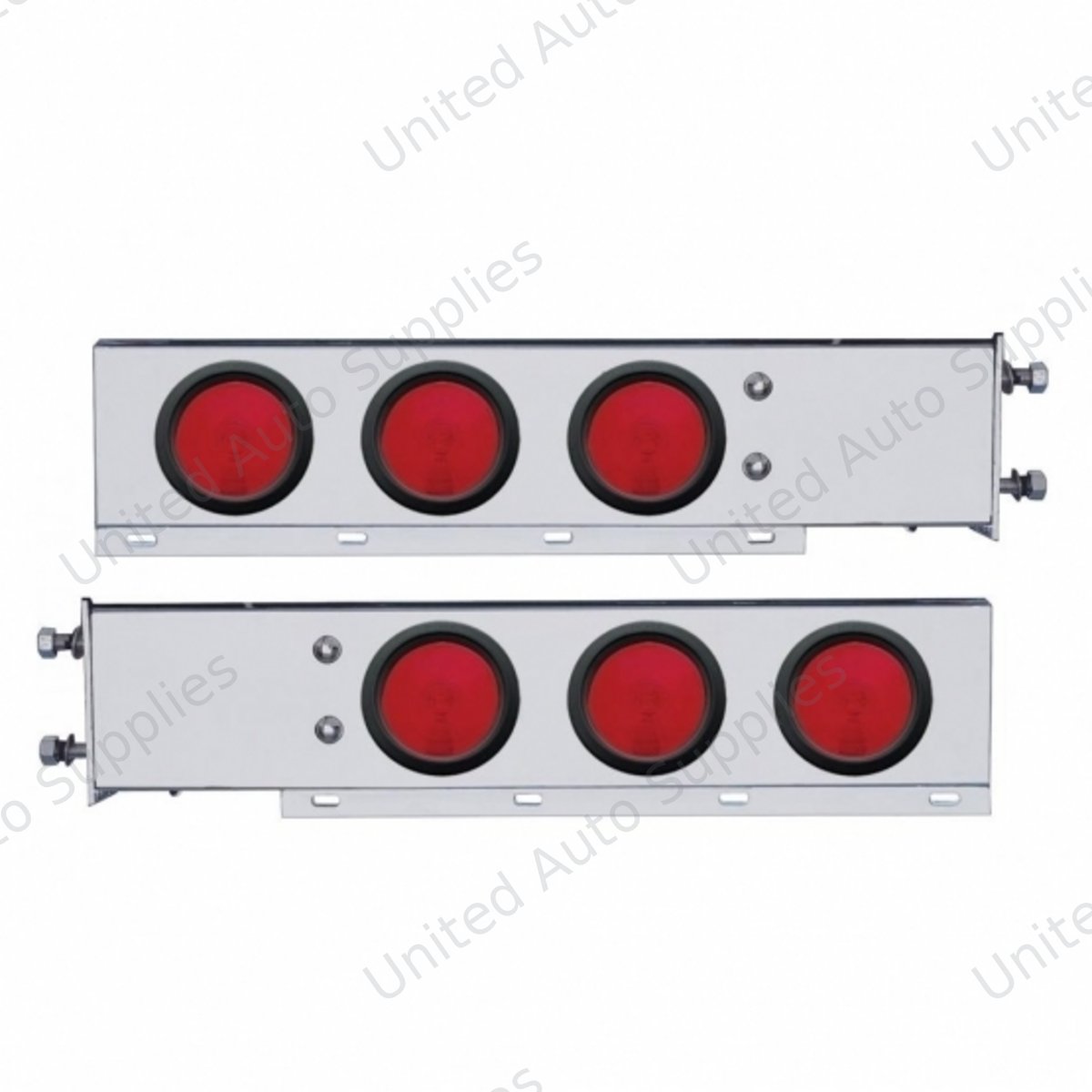 3-3/4" Bolt Pattern Stainless Spring Loaded Light Bar With 6X 4" Lights & Grommets (Pair)