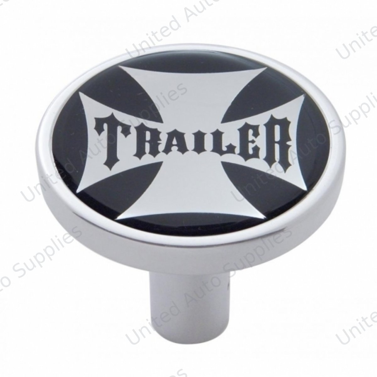 "Trailer" Long Air Valve Knob - Black Maltese Cross Sticker