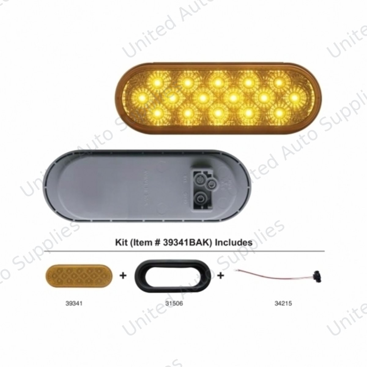 16 LED 6" Oval Reflector Turn Signal Light Kit - Amber LED/Amber Lens