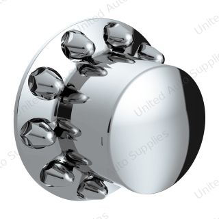 Dome Rear Axle Cover With 1-1/2" Push-On Standard Nut Covers - Chrome