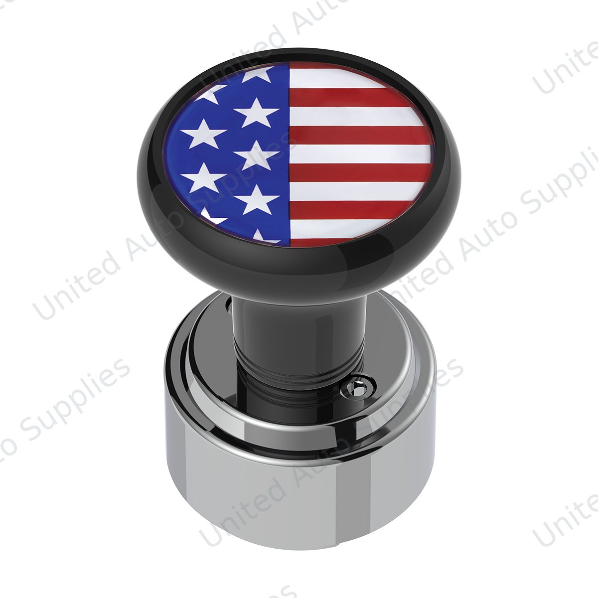 Thread-On Gearshift Knob With 9/10 Speed Adapter & USA Flag Sticker - Black