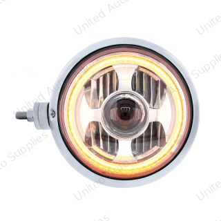 Chrome Guide 682-C Style Headlight Assembly W/LED Headlight & Dual Color Position Light - L/H (Horizontal Mount)