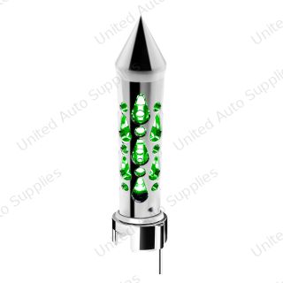 Brooklyn Spike Gearshift Knob With LED 13/15/18 Speed Adapter - Chrome/Green LED