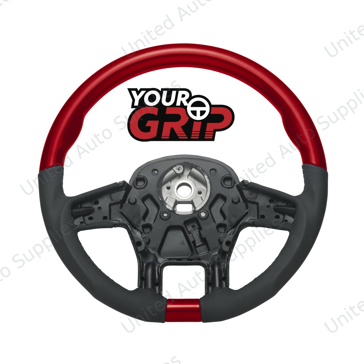 18" YourGrip Leather & Wood Candy Color Steering Wheel For 2012-2021 PB 579&2013-2021 KW T680-Candy Red