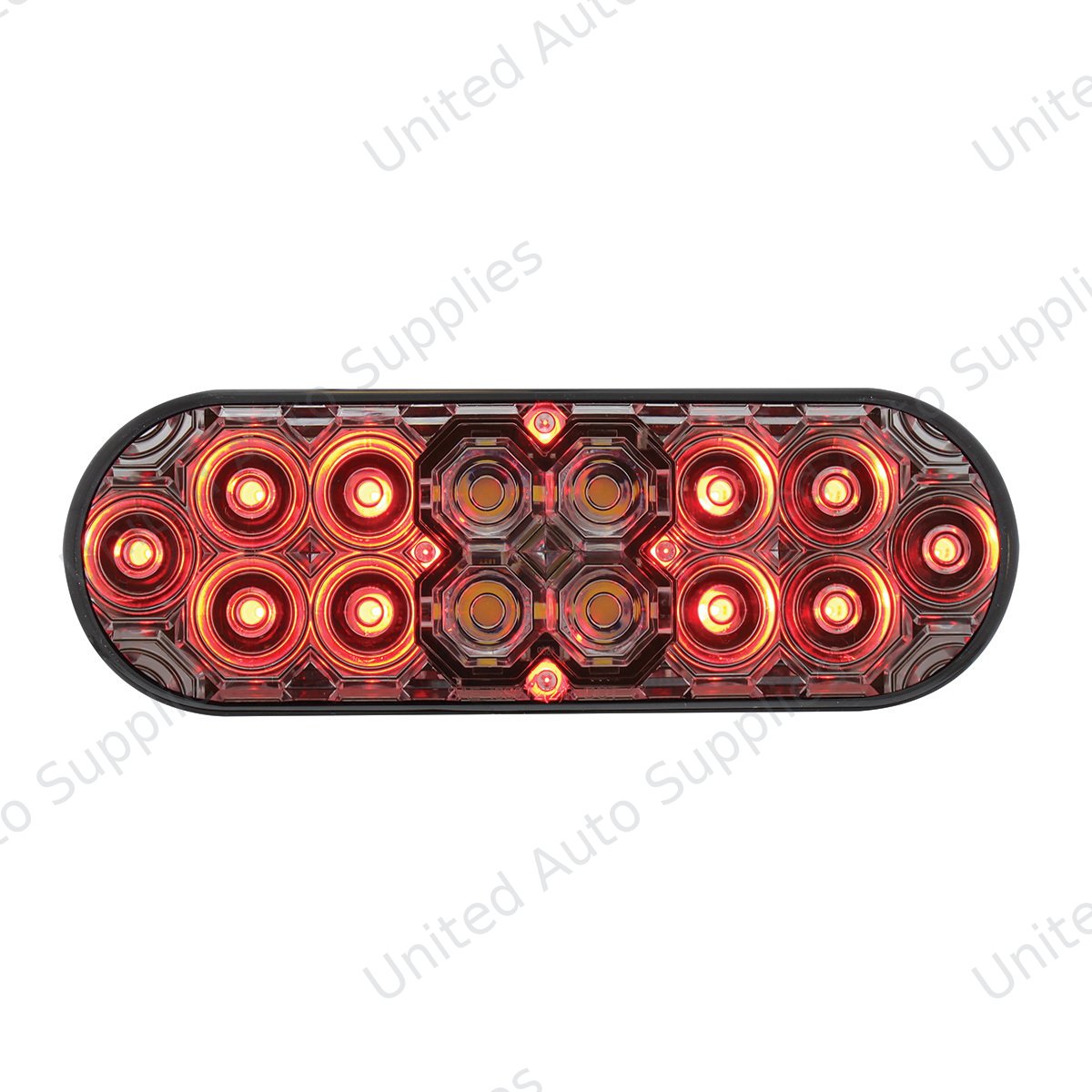 6" Oval Combo Light With 14 LED Stop, Turn & Tail & 16 LED Back-Up - Red LED/Clear Lens