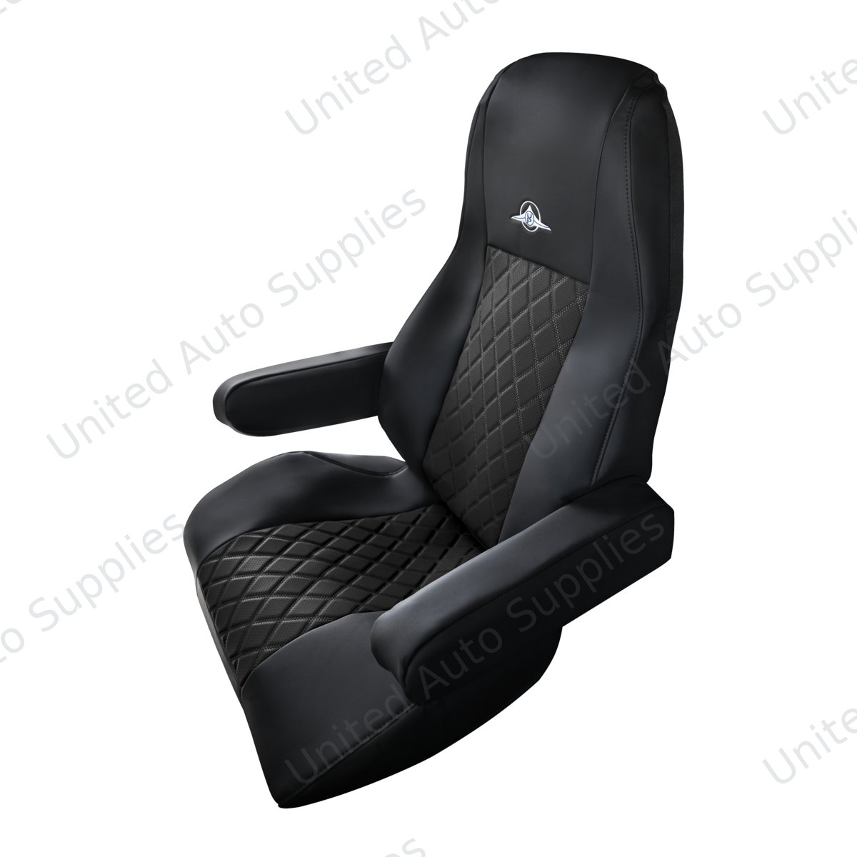 Riggear Napa Faux Leather Seat Cover Set For 2008-2026 Freightliner Cascadia-Black