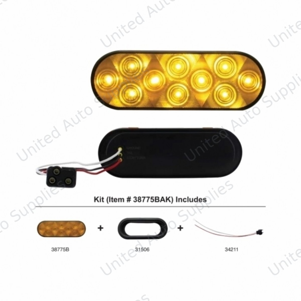 10 LED 6" Oval Turn Signal Light Kit - Amber LED/Amber Lens