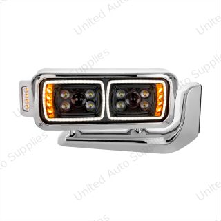 10 High Power LED "Blackout" Projection Headlight Assembly W/Mounting Arm & Turn Signal Side Pod - Passenger Side