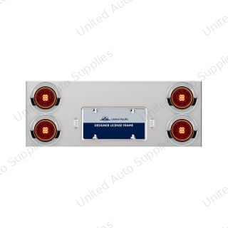 33-3/4" Stainless Rear Center Panel With 4X 13 LED 4" Abyss Lights & Visors - Red LED/Red Lens