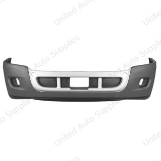Complete 3-Piece Front Bumper Set With Chrome Trim With Fog Light Hole For 2008-2017 Freightliner Cascadia