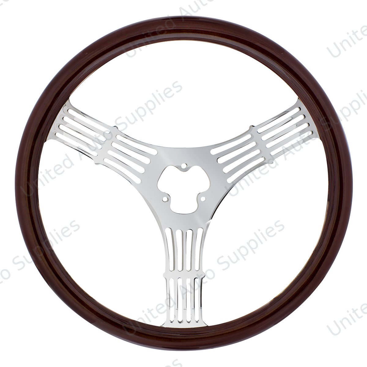 18" 3-Spoke Stamped Steel Steering Wheel With Wood Grip - Banjo