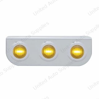 Stainless Light Bracket With 3X 3 LED 3/4" Mini Lights - Amber LED/Amber Lens
