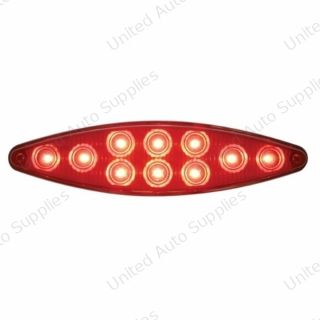 10 LED "Cat's Eye" Light With Bezel (Stop, Turn & Tail) - Red LED/Red Lens