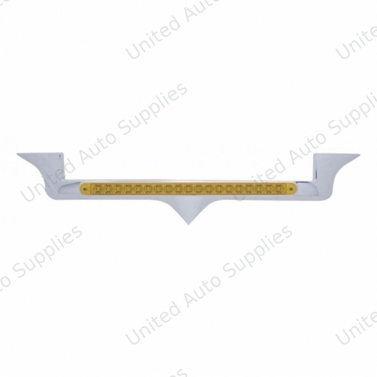 Chrome Hood Emblem Trim With 19 LED Reflector Light Bar For Kenworth - Amber LED/Amber Lens