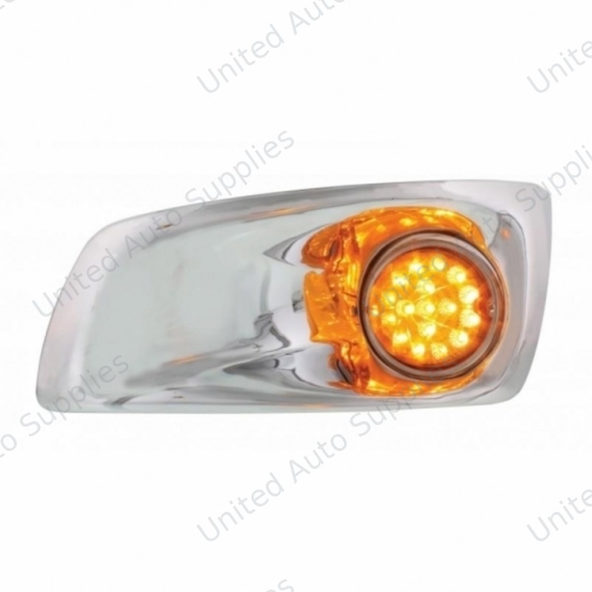 Fog Light Cover With Amber LED Hi/Lo Clear Style Reflector Light For 2007-17 KW T660- Driver -Amber Lens