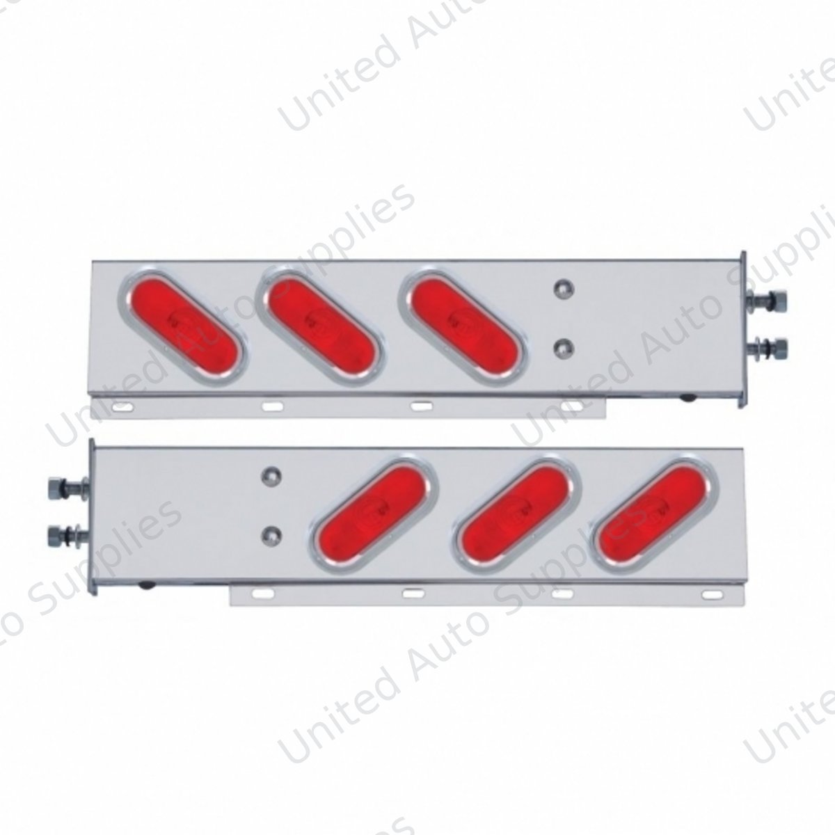 2.5" Bolt Pattern Stainless Spring Loaded Light Bar With 6X Oval Lights & Visors (Pair)